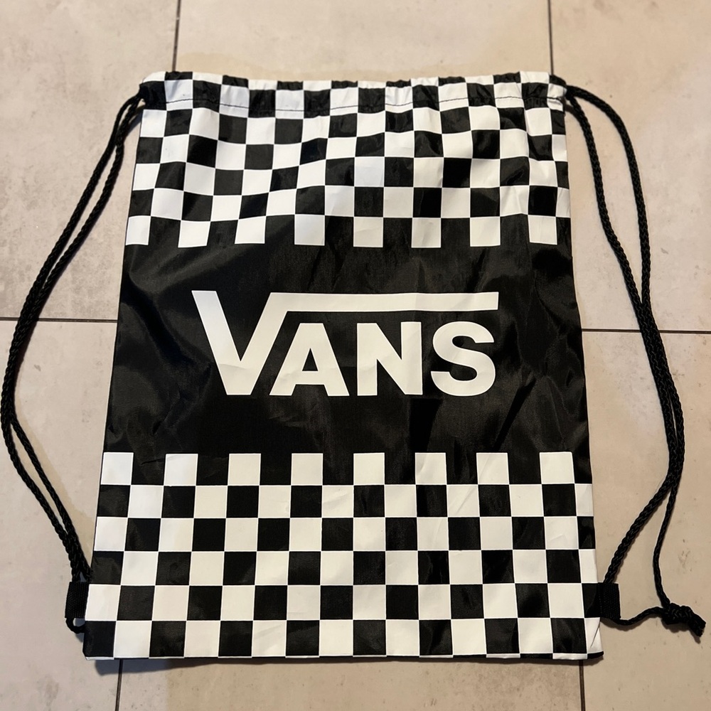 Vans Black and White Checkered Drawstring Bag